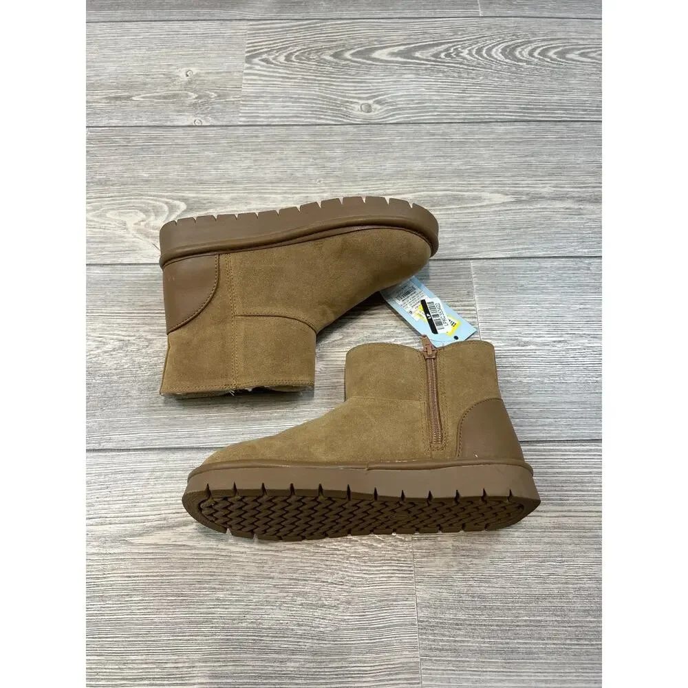 Cat & Jack Girls' Honor Faux Suede Style Boots Cognac Size 1 NWT